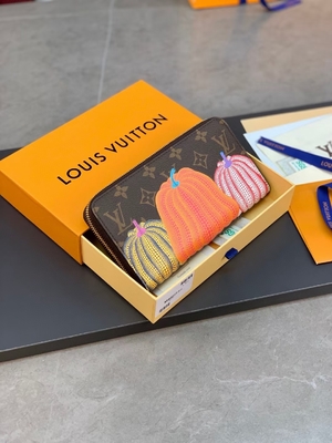 Kanvas Unisex LV Sarah Monogram Dompet Kulit Kolaborasi Damier