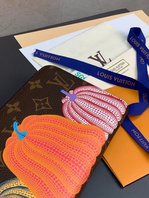 Kanvas Unisex LV Sarah Monogram Dompet Kulit Kolaborasi Damier