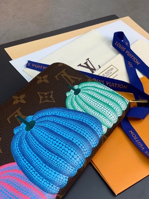 Kanvas Unisex LV Sarah Monogram Dompet Kulit Kolaborasi Damier