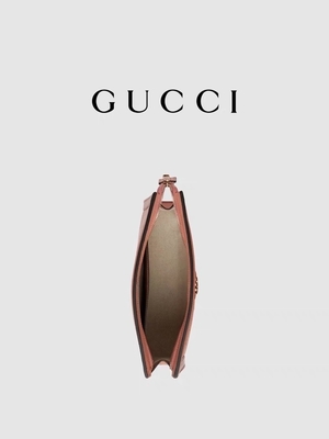 Mini Pink Canvas Leather Ophidia Gucci Clutch Pouch Dengan Penutupan Ritsleting