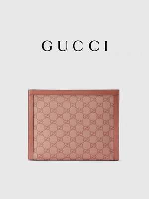 Mini Pink Canvas Leather Ophidia Gucci Clutch Pouch Dengan Penutupan Ritsleting