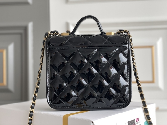 Chanel 22 Dompet Desainer Mini Mantra Hitam Rantai Emas Dengan Drop Flap
