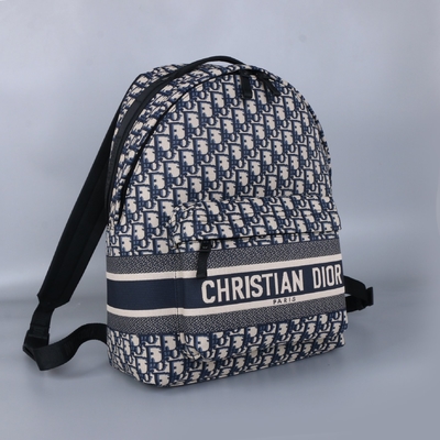 Desainer Diortravel Kecil Ransel Biru Dior Oblique Jacquard