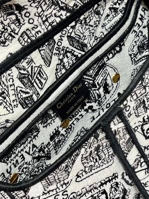 Wanita Bordir Dior Saddle Sling Bag Patchwork 25cm Dengan 3 Kantong Interior