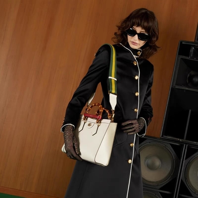 Tas Bermerek Kustom Glossy Putih Gucci Princess Diana Handbag