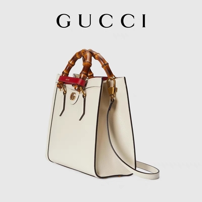 Tas Bermerek Kustom Glossy Putih Gucci Princess Diana Handbag