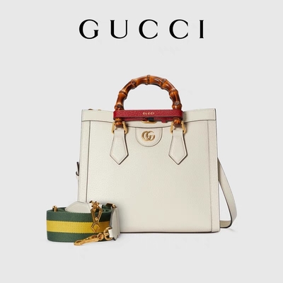 Tas Bermerek Kustom Glossy Putih Gucci Princess Diana Handbag