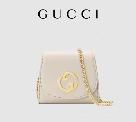 Tas Bermerek Kustom Kulit Putih Medium Blondie Gucci Handbag