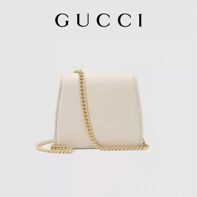 Tas Bermerek Kustom Kulit Putih Medium Blondie Gucci Handbag