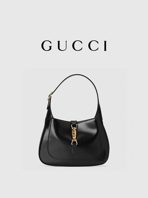 Black Leather 1961 Jackie Bag Oleh Gucci Time Aksesoris Emas Klasik Terhormat