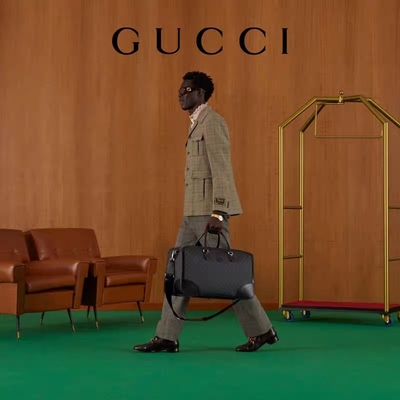 Black Travel GG Supreme Tote Bag Gucci Mens Messenger Canvas Interlocking Double G