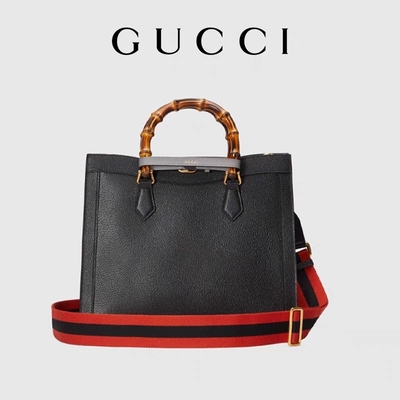 Kulit Hitam Sedang Princess Diana Gucci Bag Tote Bamboo Handle