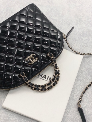 Tas Belanja Kulit Anak Sapi Paten Chanel Kecil Dengan Gaya Wanita Retro