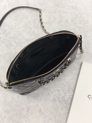 Tas Belanja Kulit Anak Sapi Paten Chanel Kecil Dengan Gaya Wanita Retro