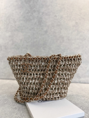 Tas Kurir Bermerek Cusomised 22P Chanel Straw Rafia Bag PU