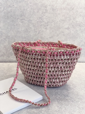Tas Kurir Bermerek Cusomised 22P Chanel Straw Rafia Bag PU