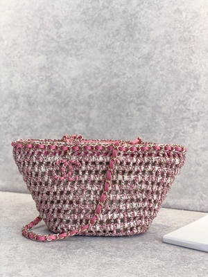Tas Kurir Bermerek Cusomised 22P Chanel Straw Rafia Bag PU