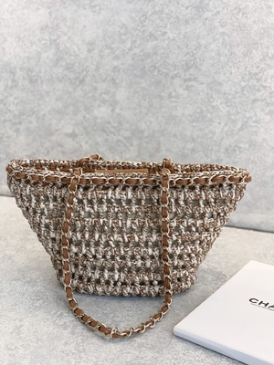 Tas Kurir Bermerek Cusomised 22P Chanel Straw Rafia Bag PU