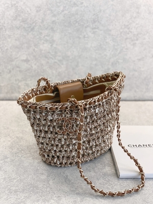 Tas Kurir Bermerek Cusomised 22P Chanel Straw Rafia Bag PU