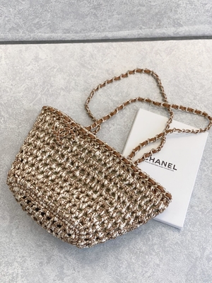 Tas Kurir Bermerek Cusomised 22P Chanel Straw Rafia Bag PU