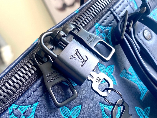 Tas Pria Bermerek Besar Keepall BANDOULIÈRE 50 Blue Boston Bags