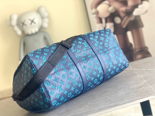 Tas Pria Bermerek Besar Keepall BANDOULIÈRE 50 Blue Boston Bags
