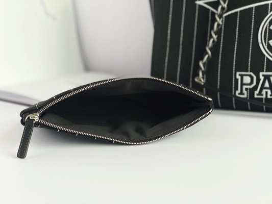 Tas Branded Kustom Besar Bahan Katun Calfskin Chanel 2.55 Handbag Metalblack And White