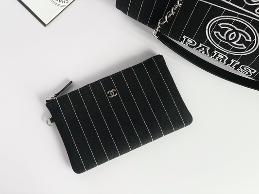 Tas Branded Kustom Besar Bahan Katun Calfskin Chanel 2.55 Handbag Metalblack And White