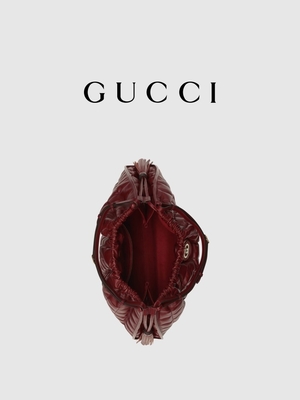 Tas Bermerek Preloved 6Inch Crimson Leather Trim Tas Tangan Diana Gucci