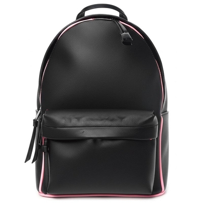 Tas ransel desainer dalam gaya hitam merah muda dengan monogram kulit kulit sapi dan kantong dalam yang dapat dikemas